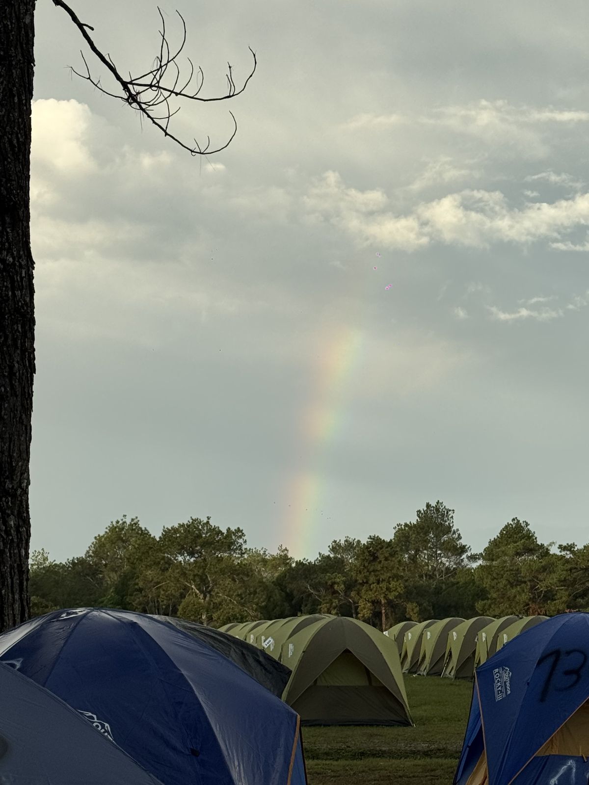 Rainbow over campsite at Phu Kradueng National Park